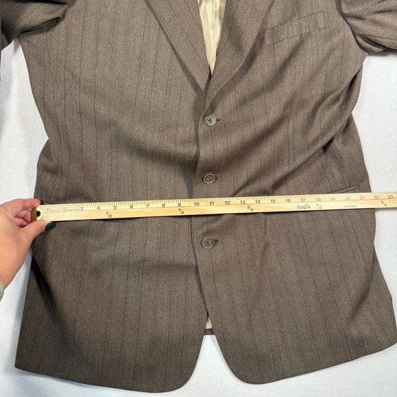 Pierre Cardin Pinstripe Sports Coat Blazer Jacket Mens Brown *SZ 44 - Picture 7 of 9